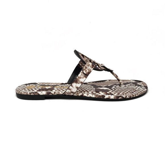 Tory Burch Embossed Leather Sandals in Warm Roccia - Picture 2 of 11